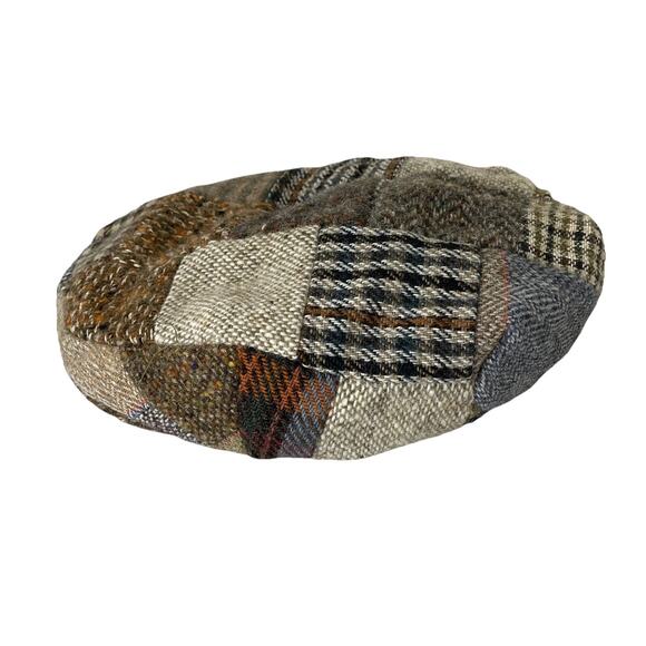 Vintage Irish Tweed Hat Patchwork Wool NewsBoy, Flat Cap, Driving Women Small main image 8
